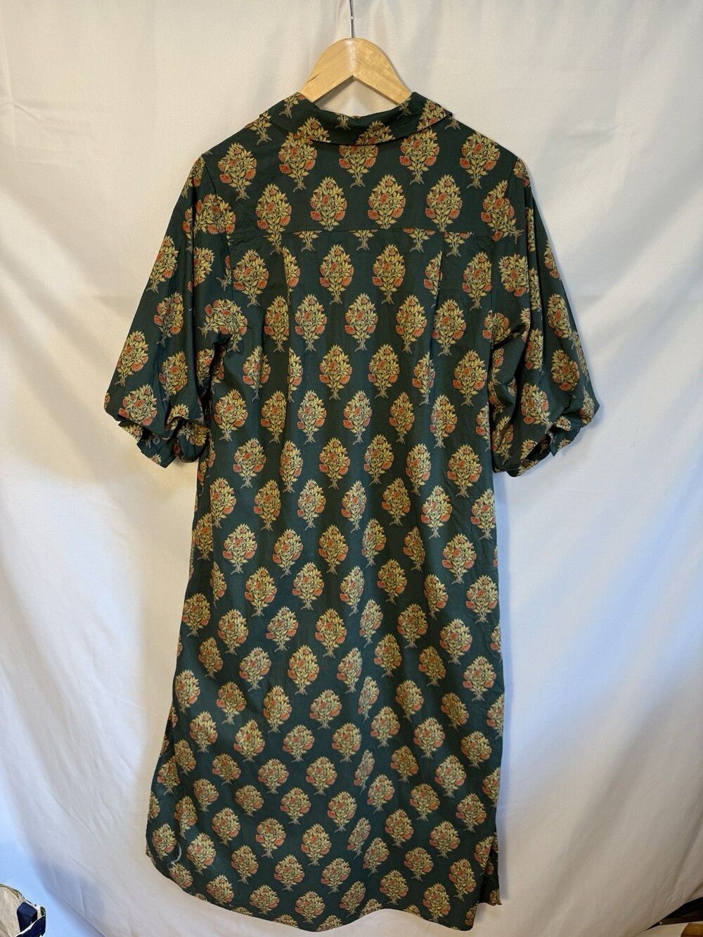 Entro Women Maxi Floral Dress M Print Short Sleeve Shirt Dress Collared Anthro - Picture 7 of 11